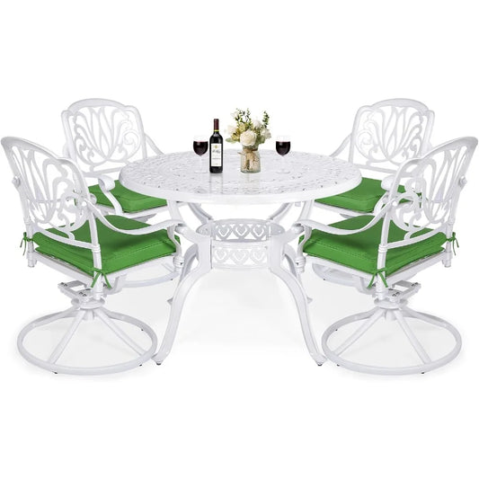 5-Piece Outdoor Patio Dining Set Swivel Chairs Cast Aluminum Furniture