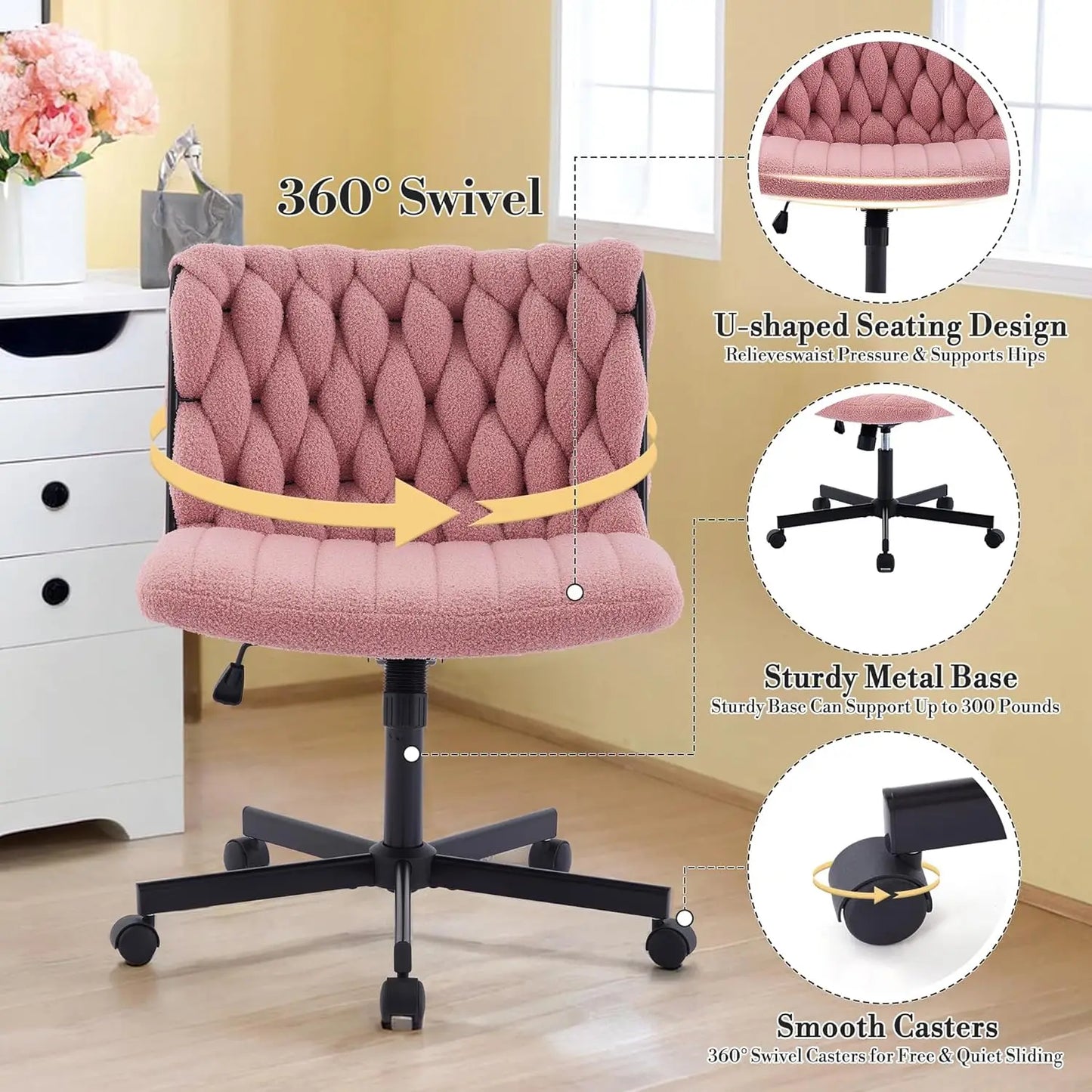 Modern Criss Cross Office Chair Extra Wide Adjustable Height Swivel