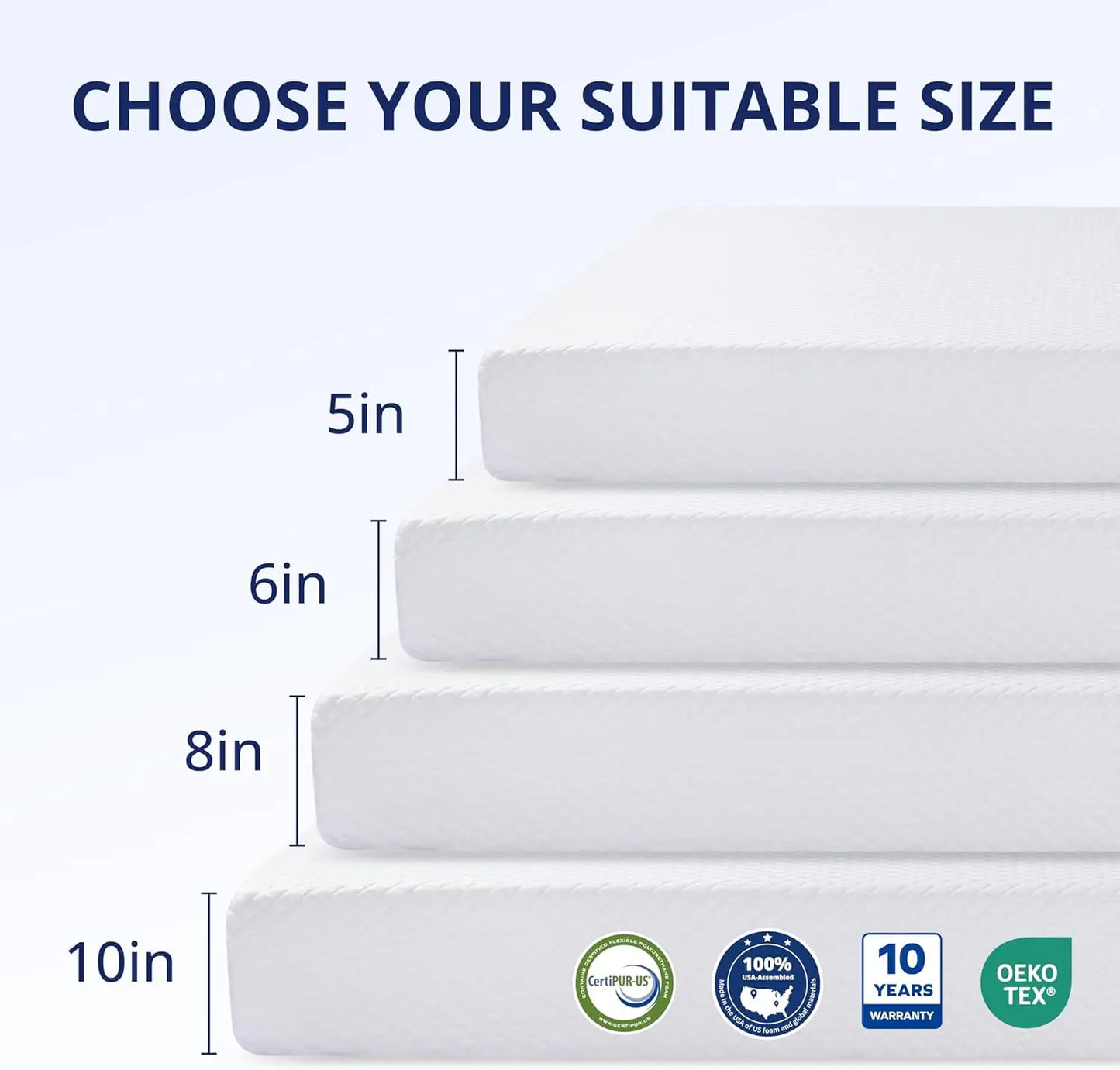 Ljustra Green Tea Memory Foam Mattress Pressure Relief 8 10 12 Inch