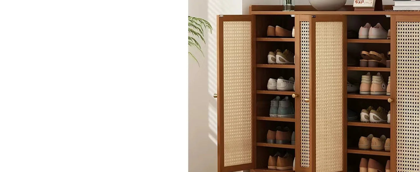 8 Tier Bamboo Shoe Storage Cabinet Freestanding Shoe Rack for Closet
