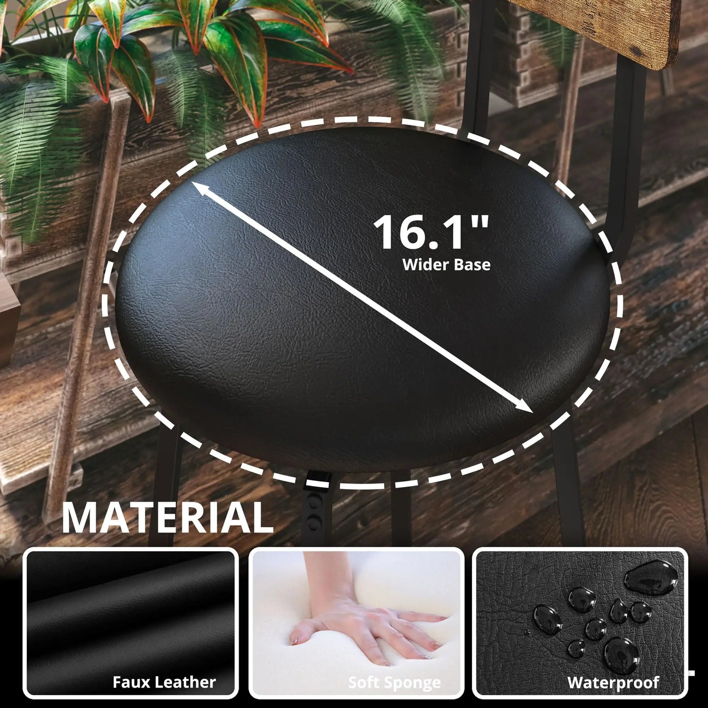 Ljustra Swivel Bar Stools Set of 2 PU Upholstered Kitchen Stools