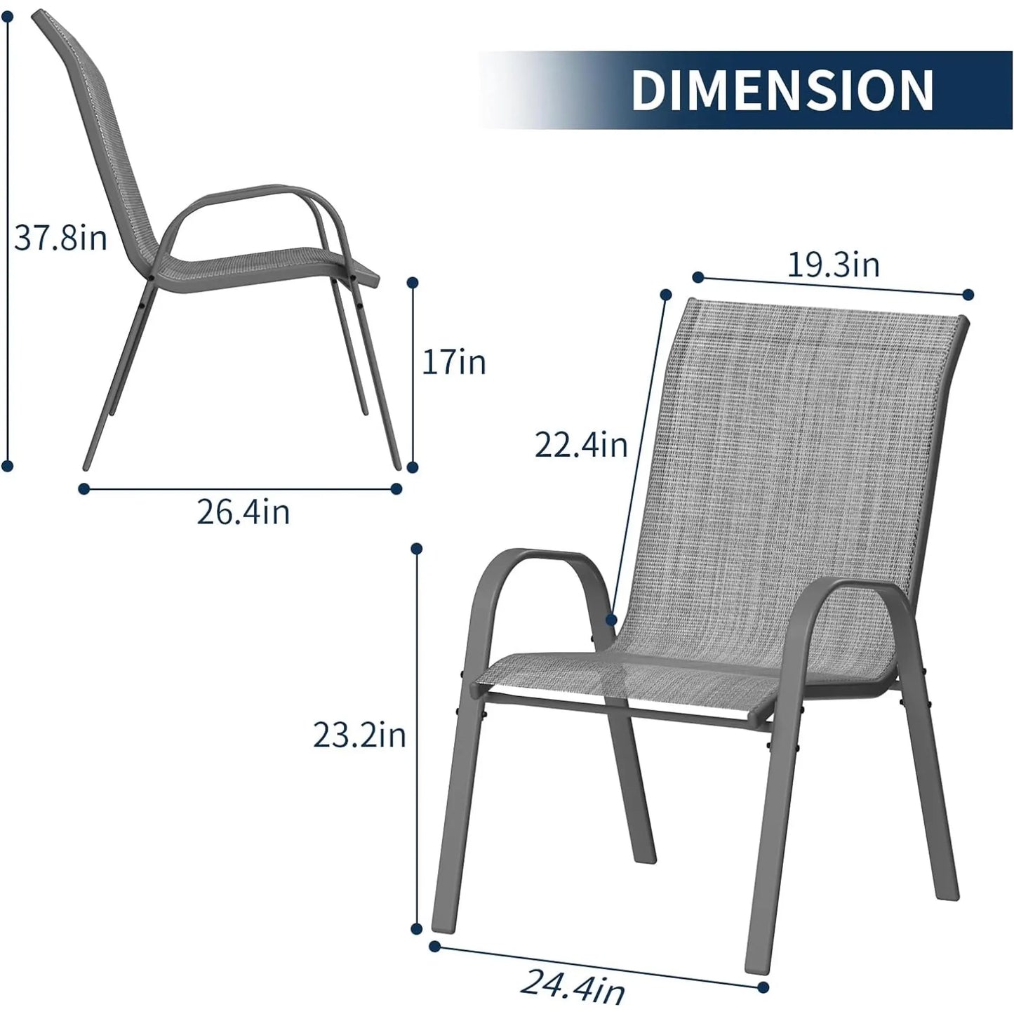 Stackable Outdoor Dining Chairs Set of 6 High Back Garden Chairs