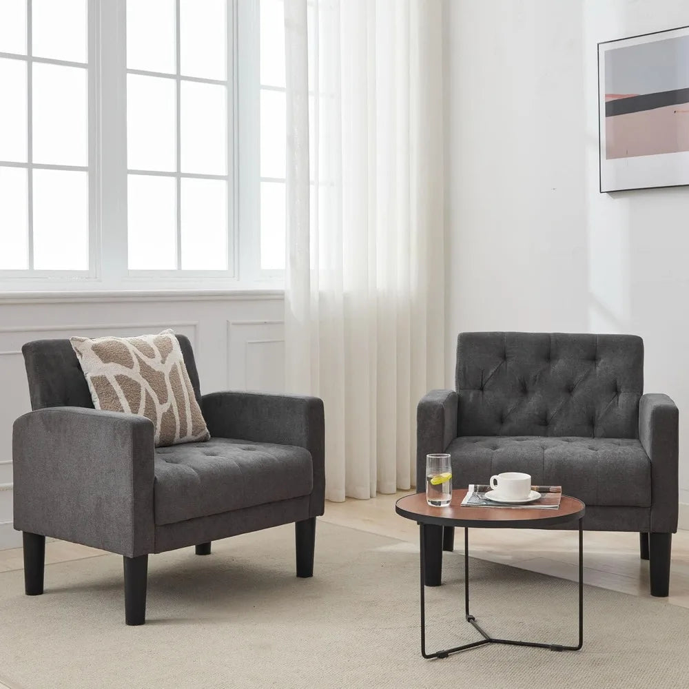 Accent Chairs Set of 2 Mid Century Modern Upholstered Living Room Chairs