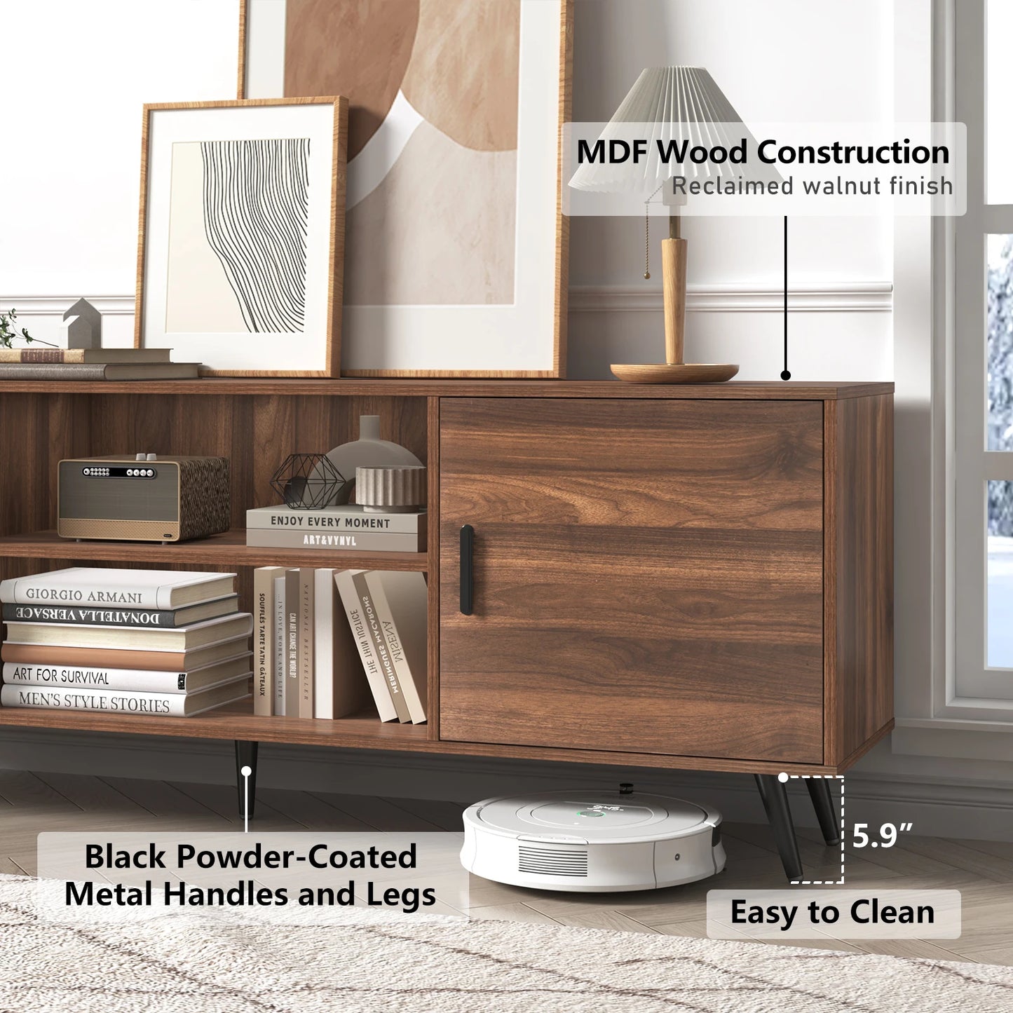 Modern TV Stand Wood Cabinet Entertainment Center Living Room Storage