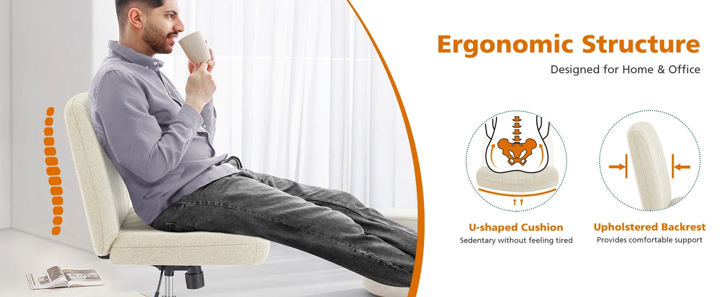 Ljustra Adjustable Swivel Rocking Chair Armless Office Gaming Chair