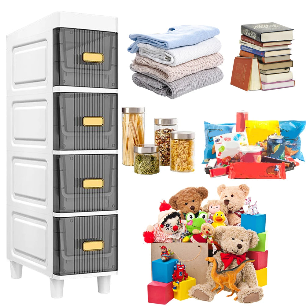 Bathroom Storage Cabinet 4 Tier Narrow Organizer Rack Waterproof Shelves