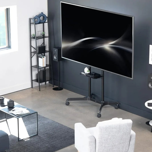 Mobile TV Cart Rolling Stand Adjustable Mount for 55 to 100 Inch TVs