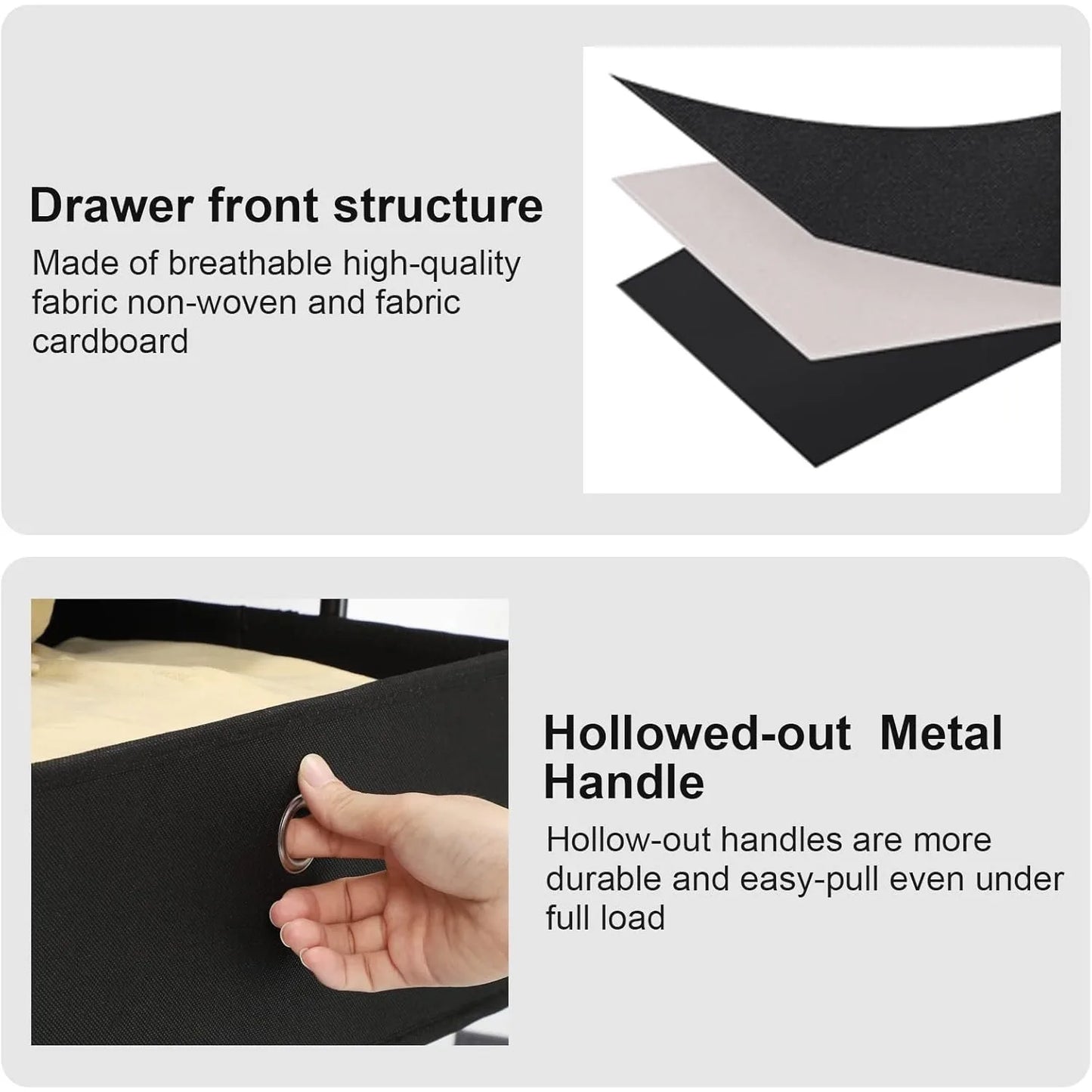 Black 4 Drawer Fabric Dresser Easy Assembly Space Saving Organizer