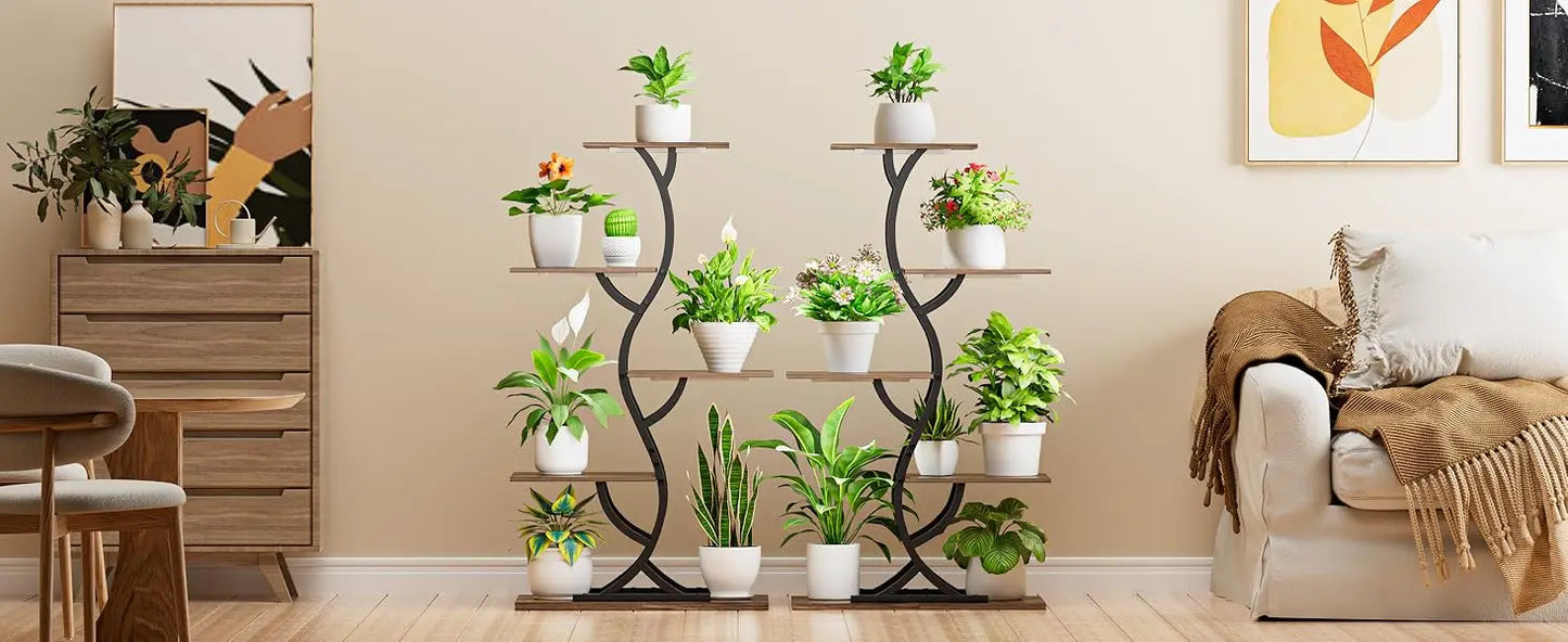 Indoor Plant Stand with Grow Lights 5-Tiered Metal Shelf Rack