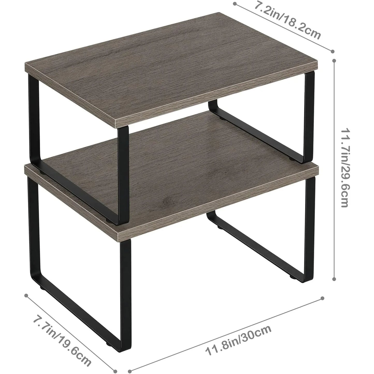 Stackable Expandable Kitchen Spice Rack Organizer Set of 4 Grey