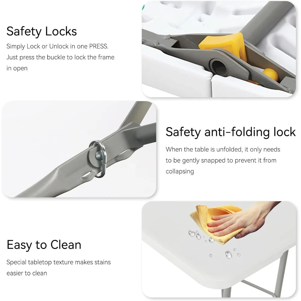 5 Pack 6 Foot Foldable Table Heavy Duty Portable Perfect for Events