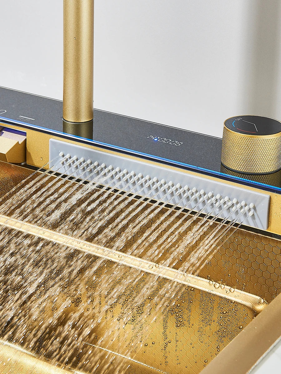 Large Stainless Steel Kitchen Sink 75x45cm with Faucet Digital Display