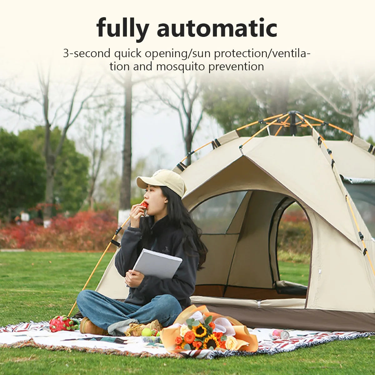 Outdoor Folding Tent 2-4 People Quick Automatic Opening Waterproof