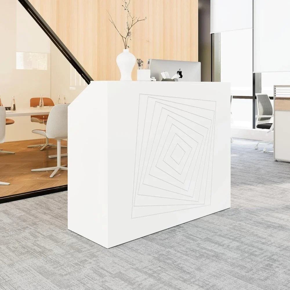 Reception Desk 47 Inch Modern Office Front Desk for Home Office Small Shops
