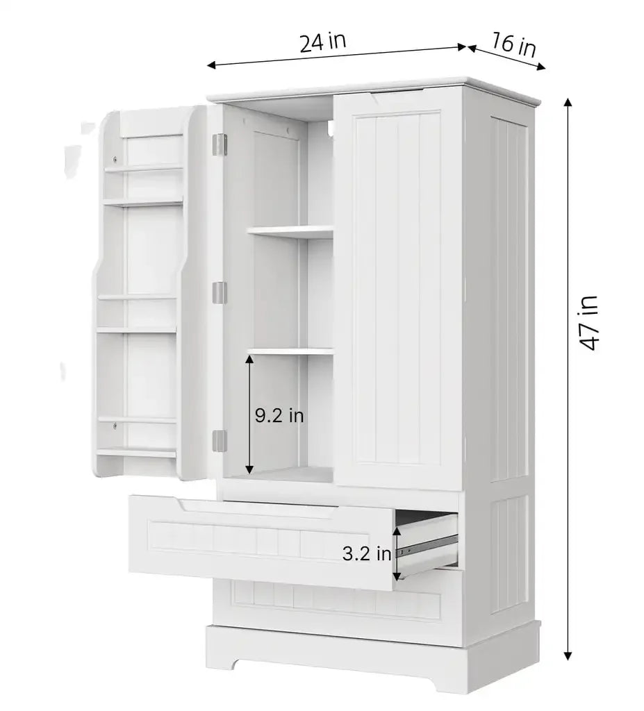 47 Inch Kitchen Pantry Cabinet Storage Organizer with Doors and Drawers