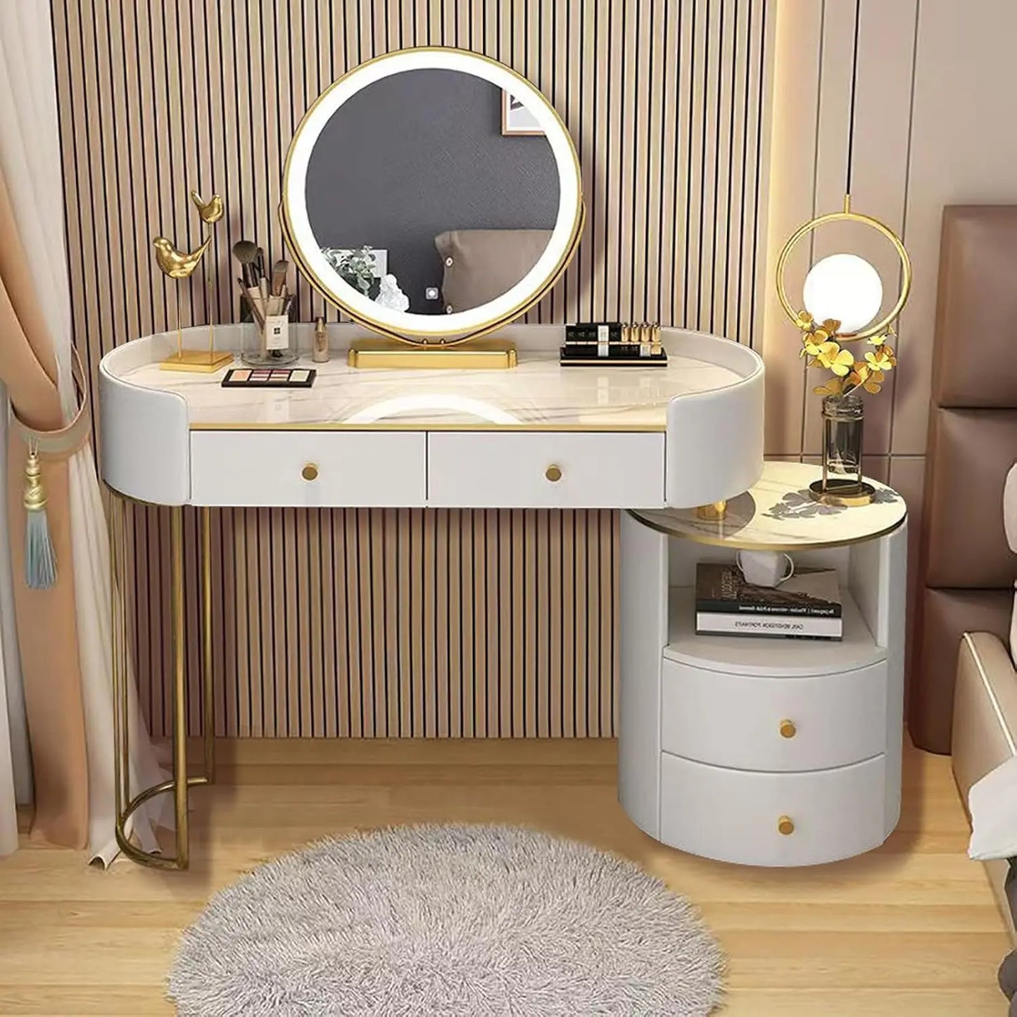 Ljustra Dressing Table with Mirror and Chair Set Vanity Makeup Desk