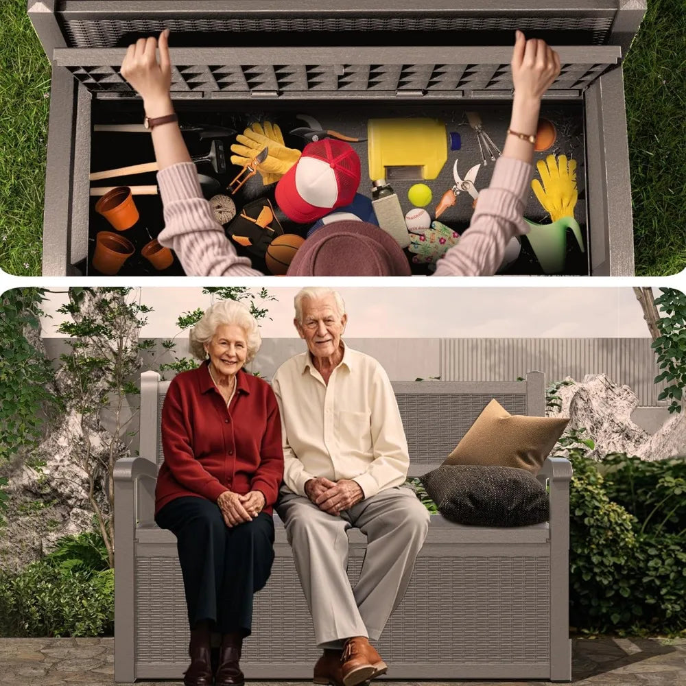 Ljustra 80 Gallon Waterproof Storage Bench Outdoor Lockable Deck Box