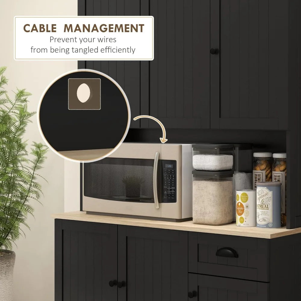 71 Inch Modern Farmhouse Buffet Hutch Kitchen Storage Cabinet