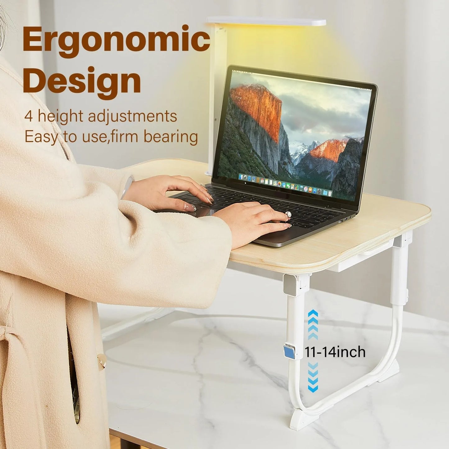 Laptop Desk for Bed Adjustable Lap Desk with LED Light Storage Drawer