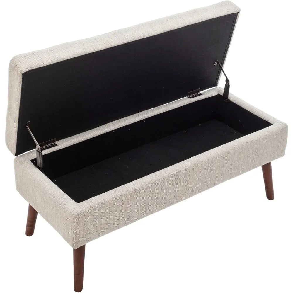 End of Bed Storage Bench Tufted Ottoman Entryway Footstool 43.3 Inch