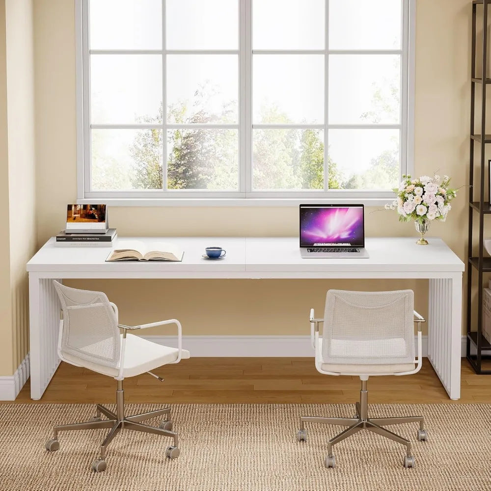 78 Inch Computer Desk Extra Long 2 Person Writing Table Industrial Style