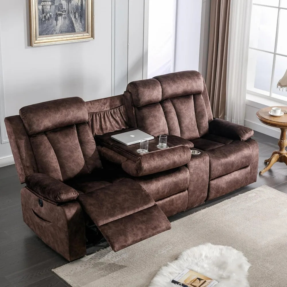 Ljustra 3 Seat Reclining Sofa with Massage Heat Cup Holders USB Ports