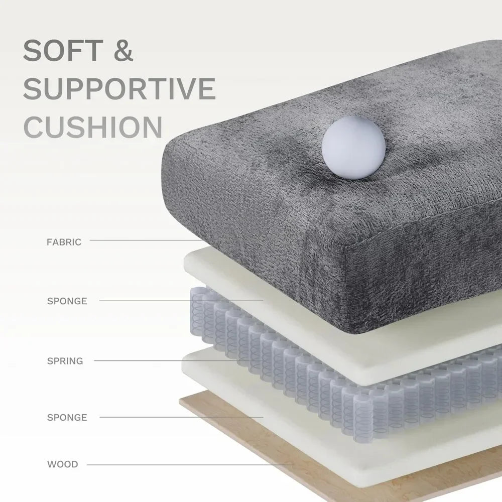 Ljustra 118 Inch U Shaped Sectional Sofa Ottoman Side Table Brown