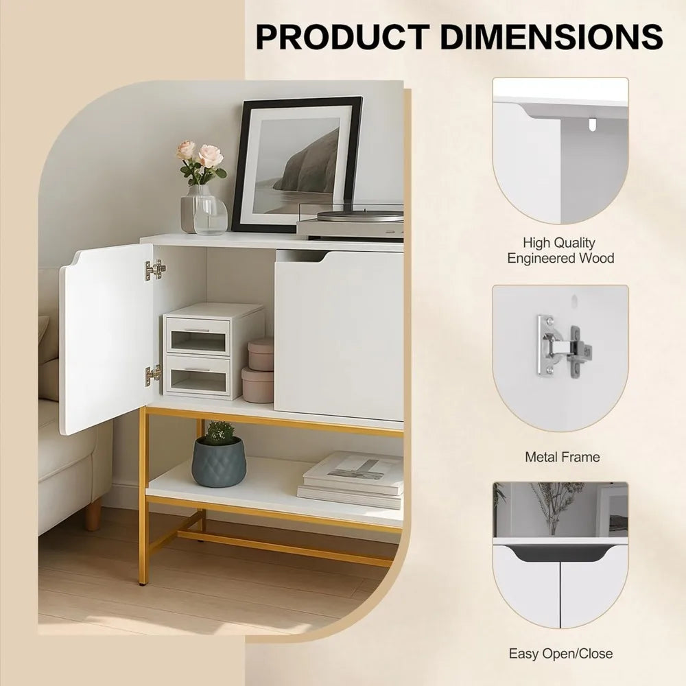 Modern Sideboard Buffet Cabinet with Storage and Open Shelf
