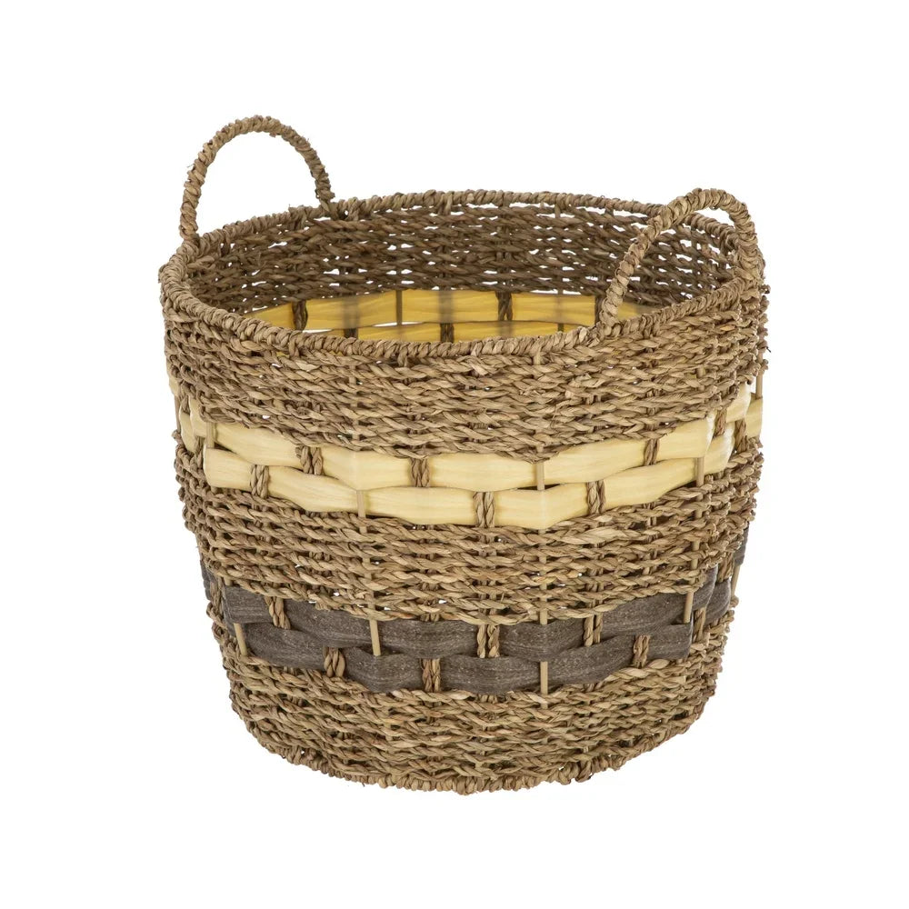 Handwoven Seagrass Storage Basket Large Round Decorative Organizer