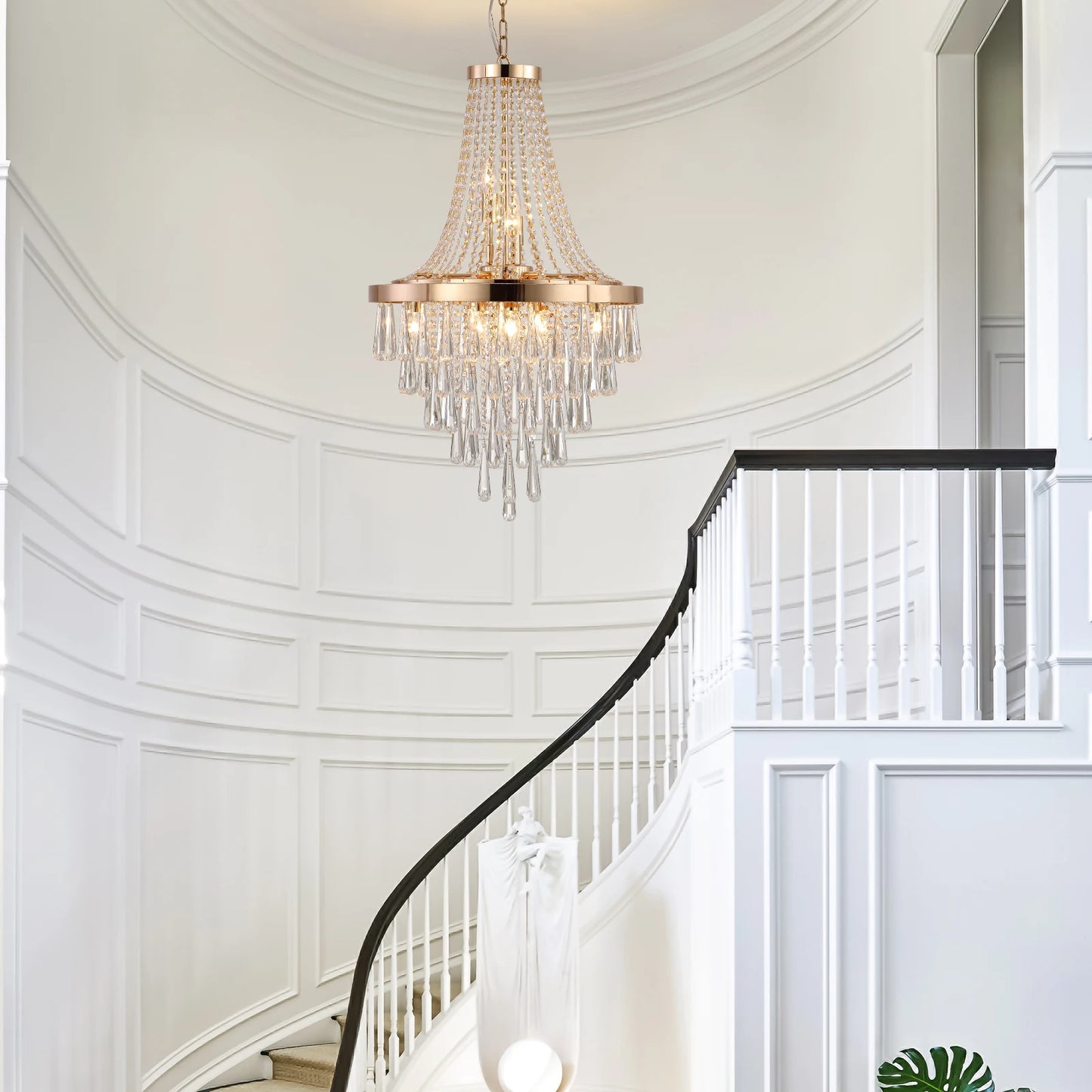 19.7-inch Crystal Chandelier Adjustable Height Modern Ceiling Light Fixture