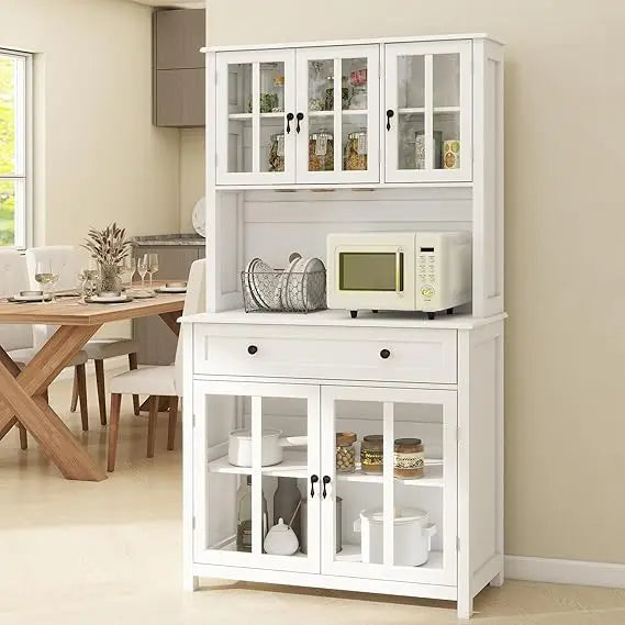 Buffet Hutch Cabinet Kitchen Sideboard Pantry Storage Microwave Unit
