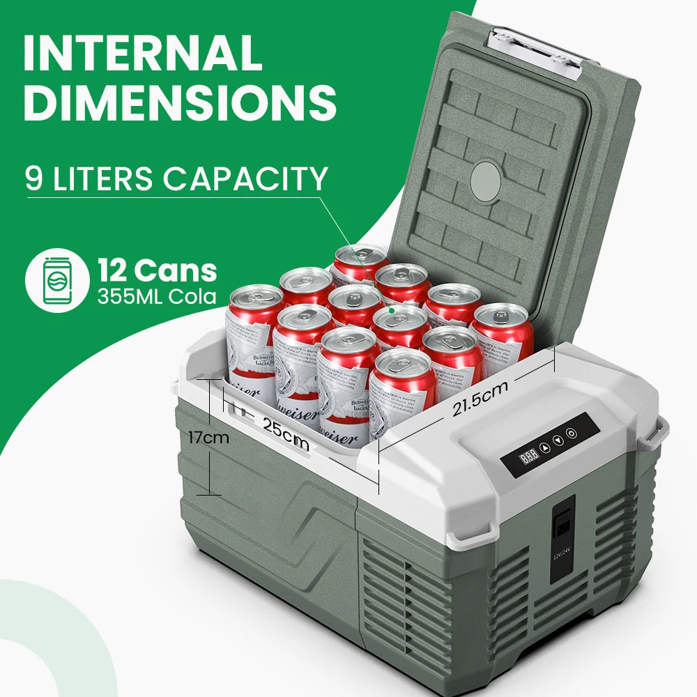 Ljustra 9L Portable Refrigerator 12V 24V Mini Freezer for Camping Outdoor