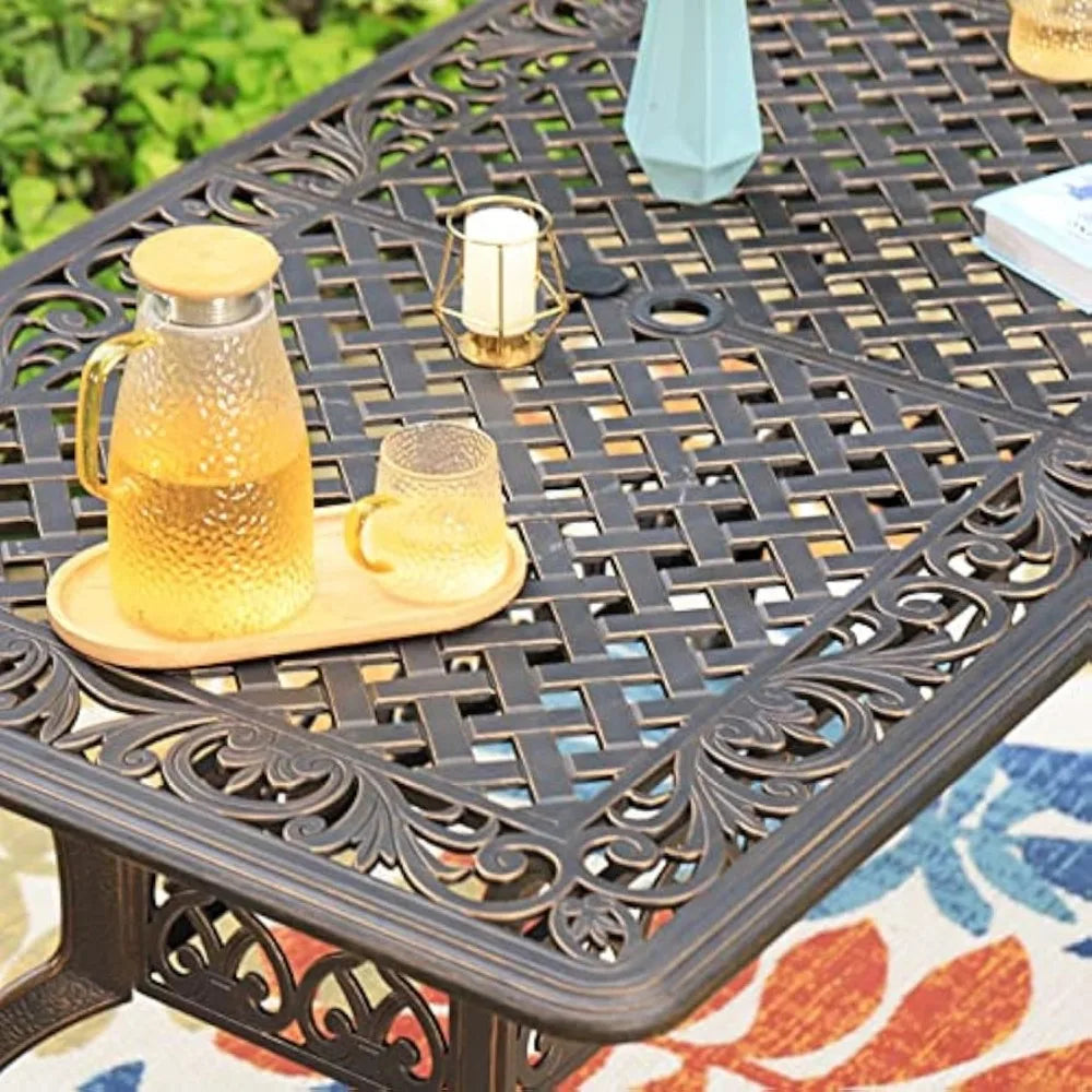 Ljustra 6-Person Cast Aluminium Outdoor Dining Table with Umbrella Hole