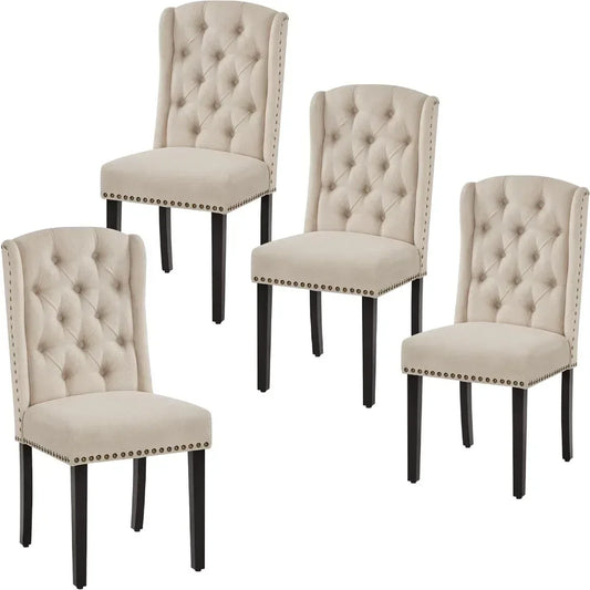 Ljustra Upholstered Dining Chairs Tufted Kitchen Chairs Solid Wood Legs