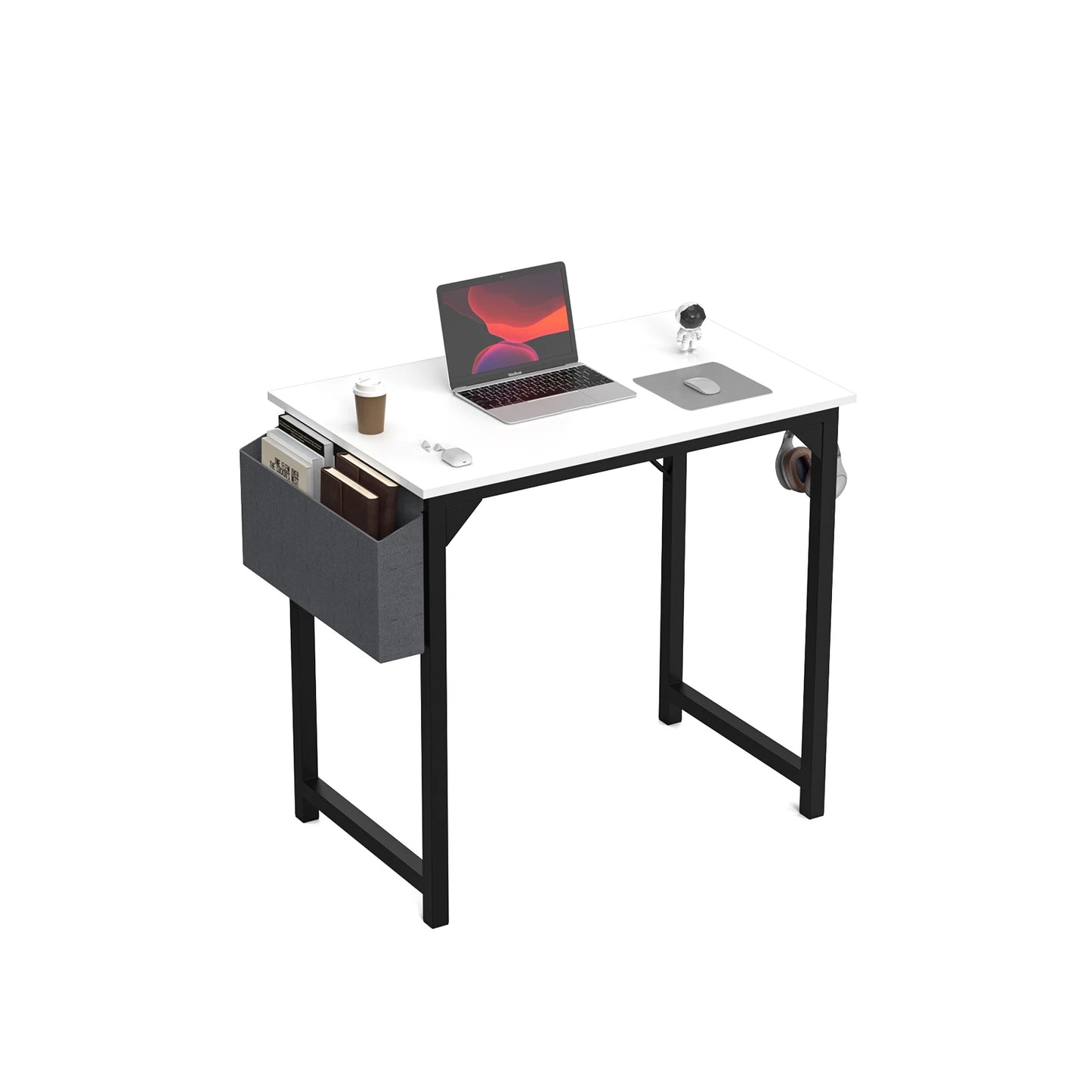 Ljustra Modern Compact Computer Desk with Storage and Headphone Hook