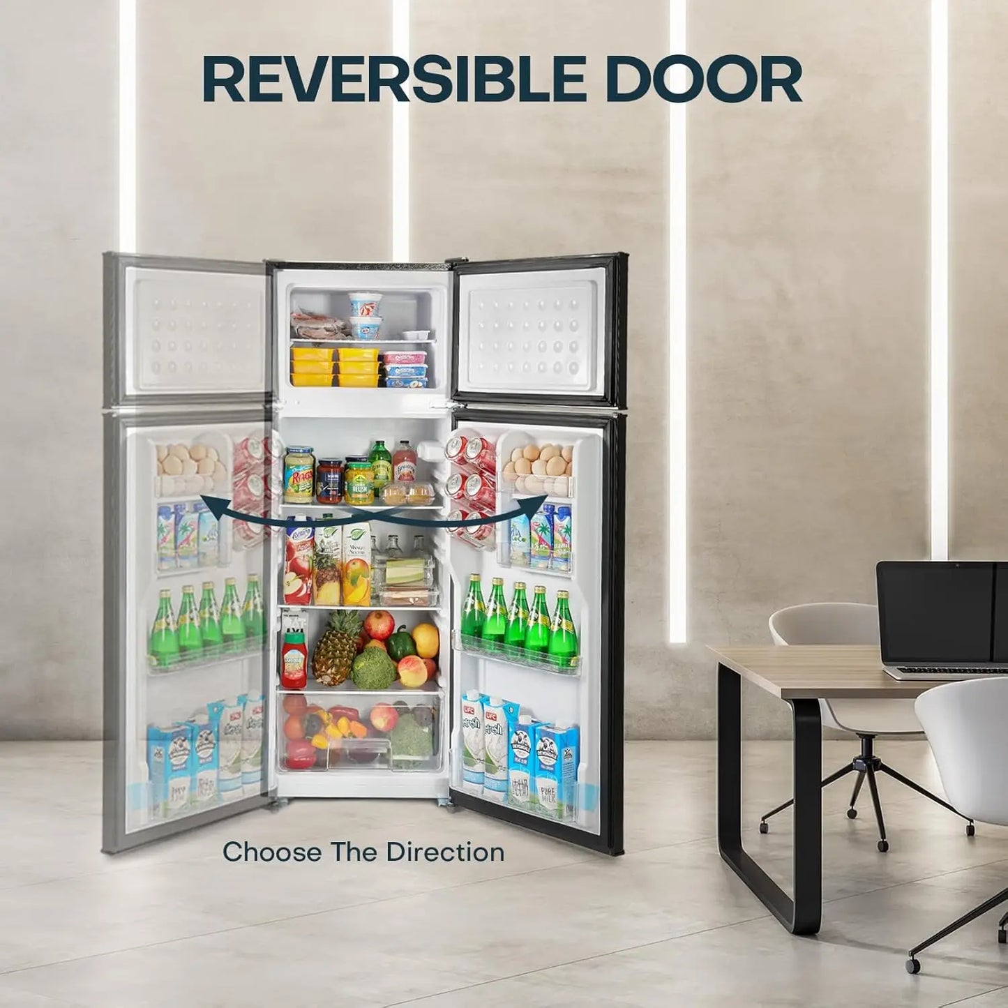 Ljustra 7.7 Cu.Ft Double Door Refrigerator with Freezer Adjustable Thermostat