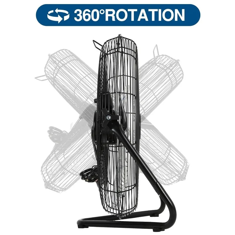 High Velocity 20" Floor Fan 4600 CFM 3-Speed Heavy Duty Metal Fan