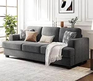 89" Bouclé Sofa Couch, Deep Seat Cloud 3 Seater Sofa with Storage & Wood Frame