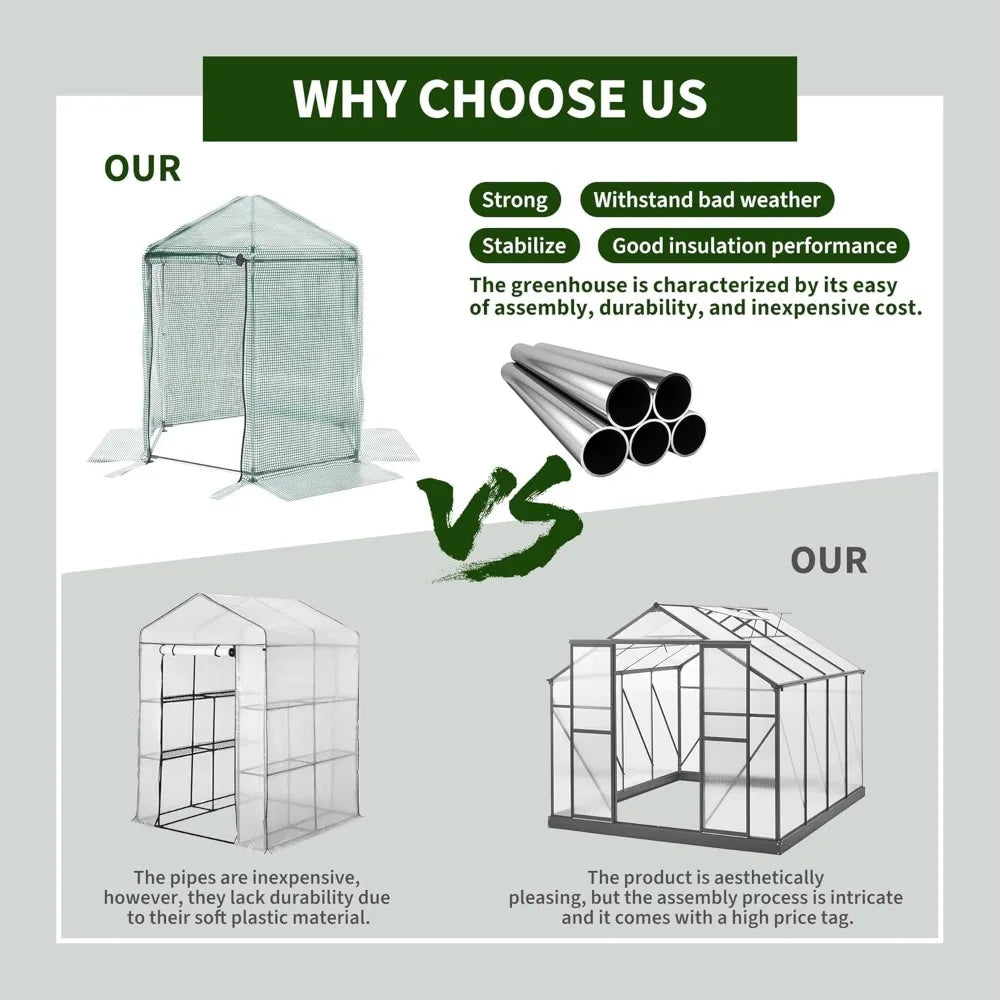 7x7x7.3 FT Walk-in Heavy Duty Outdoor Greenhouse for Plants