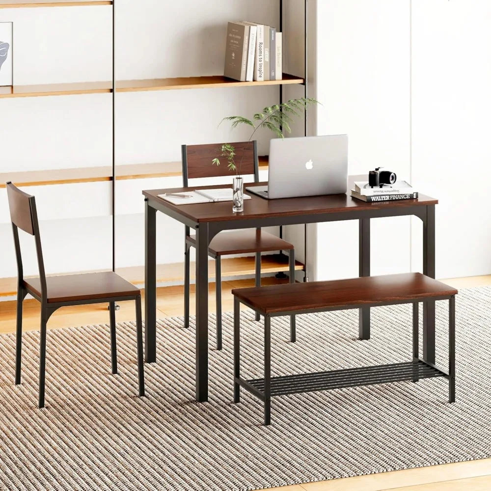 Modern 4-Piece Dining Table Set with Bench and Chairs for Kitchen