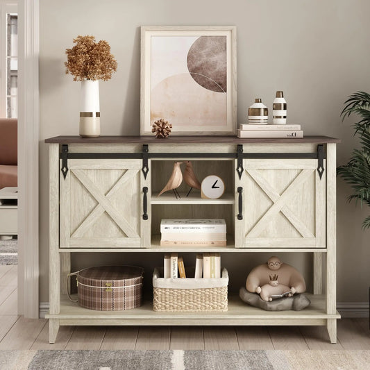 Vabches Entryway Table Sliding Barn Door Console Adjustable Storage