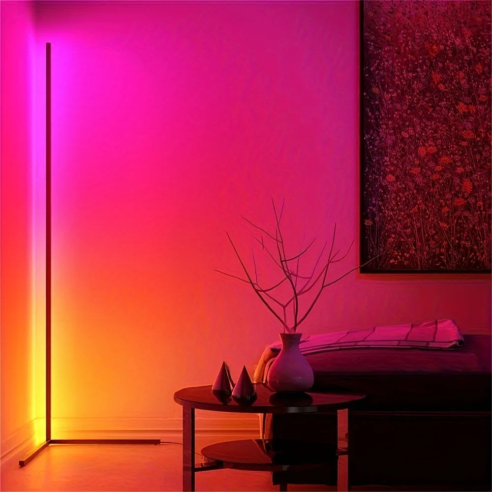 Corner Floor Lamp 60-Inch RGB LED Modern Lamp for Living Room Bedroom