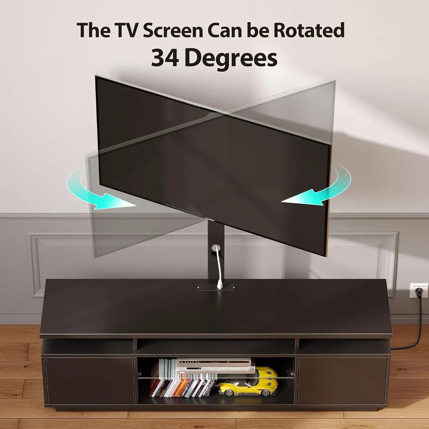 Modern TV Stand with Mount and Power Outlet for 32-70 inch TVs