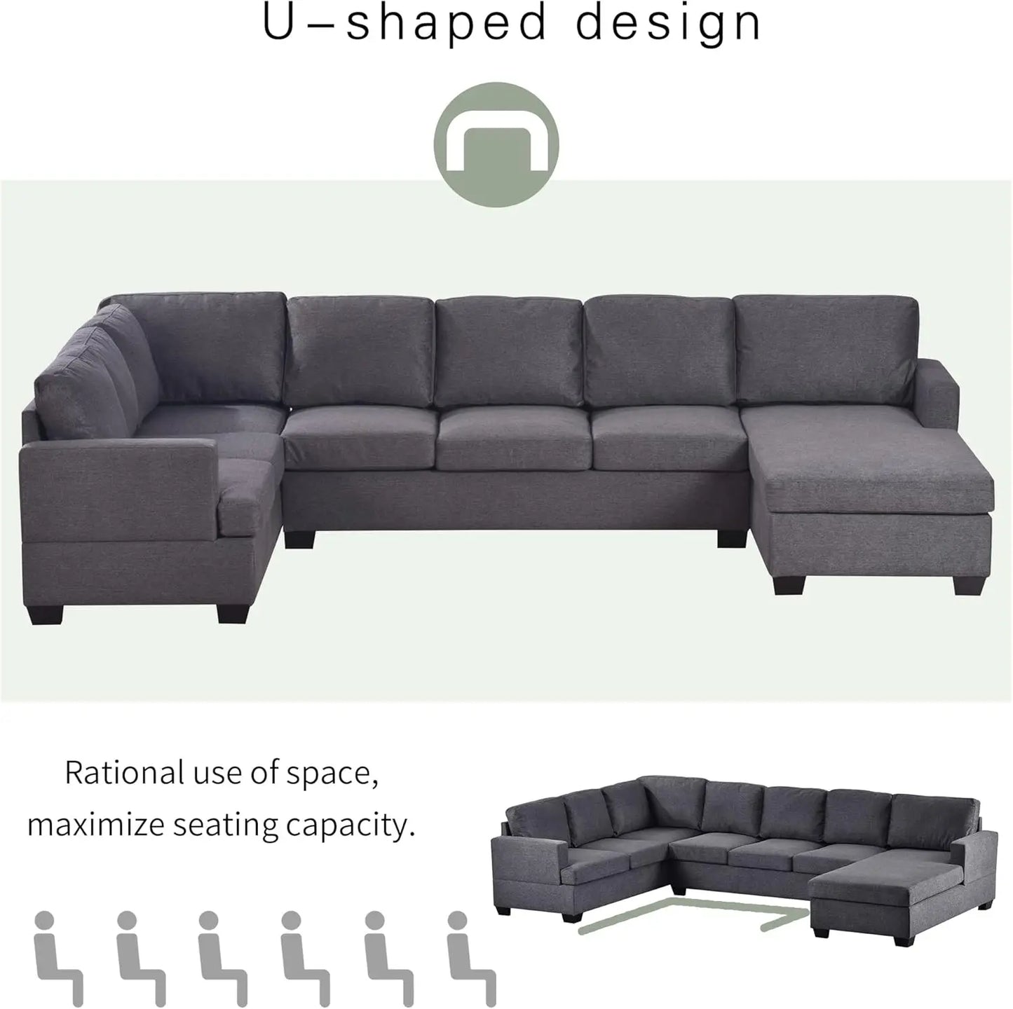 Ljustra Modular Sectional Sofa Set with Storage Ottoman and Pillows