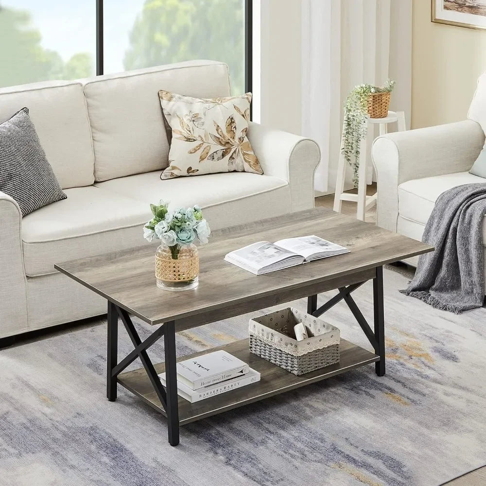 Coffee Table with Storage Modern 39 Inch Farmhouse Living Room Table