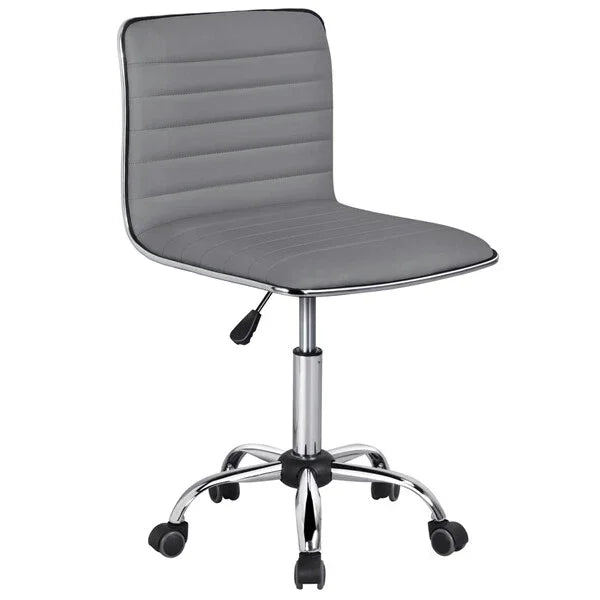 Low Back Armless Swivel Office Chair Ribbed Task Chair with Wheels