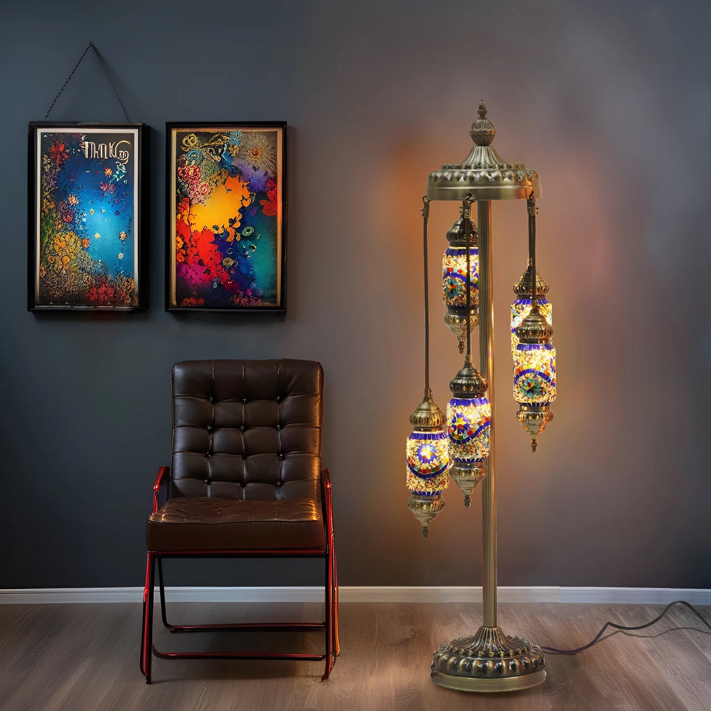 Handmade Turkish Mosaic Floor Lamp Stained Glass Bohemian Light