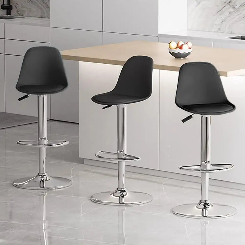 Modern Armless Kitchen Island Stool Set of 2 Adjustable Faux Leather