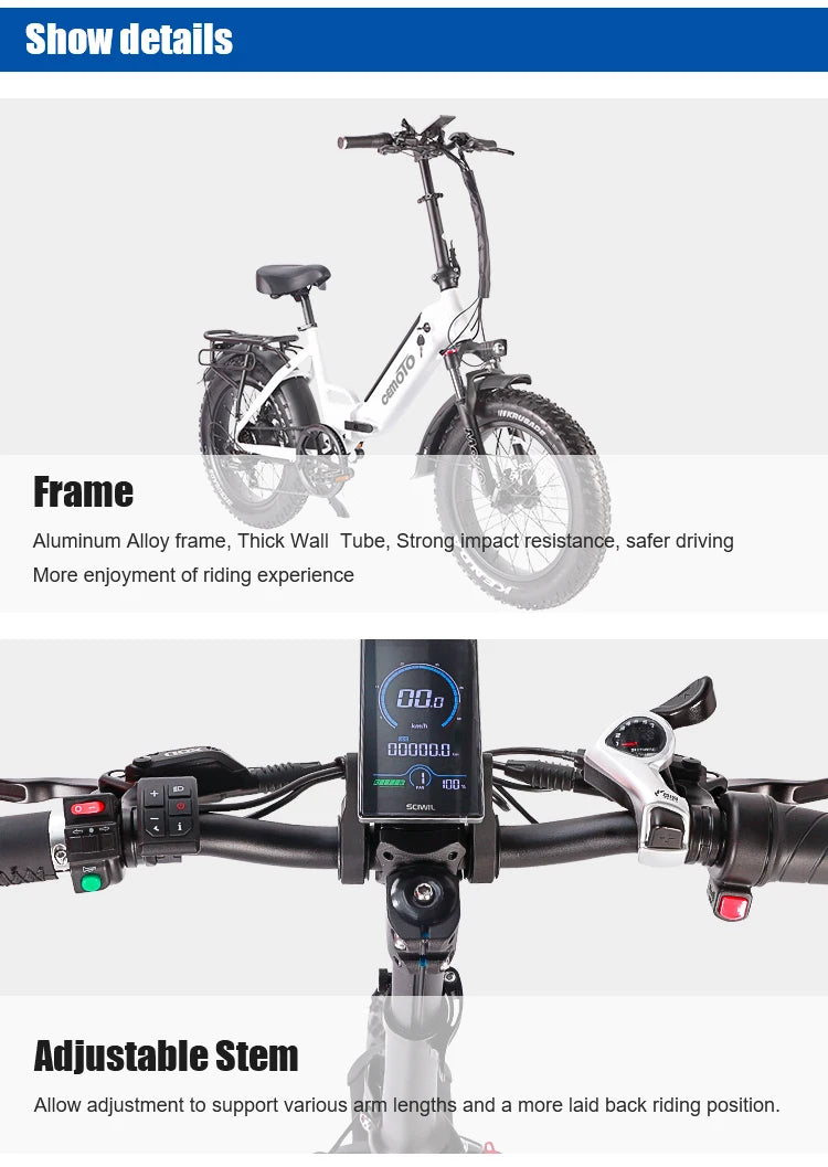 Outdoor Foldable Ebike 48V 750W Fat Tire Urban Commuter