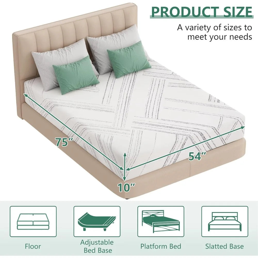 Ljustra 10 Inch King Size Mattress Firm Gel Memory Foam Pressure Relief